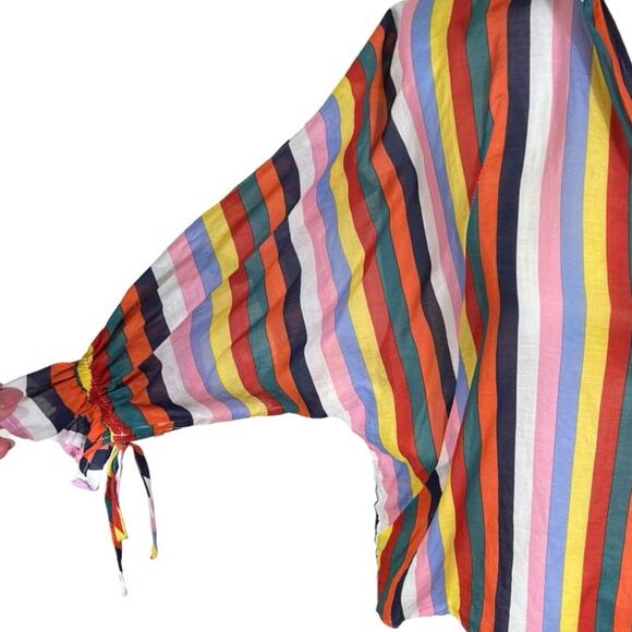 Eva Franco Rainbow Stripe Lightweight Semi Sheer Summer Killian Top Size 8 - Picture 7 of 11
